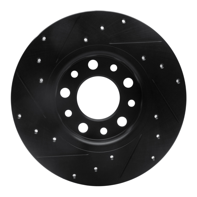 Chrysler 200 Brake Rotor (1) - Rear Right - R1 Concepts - Drilled & Slotted - Black - `14-`22